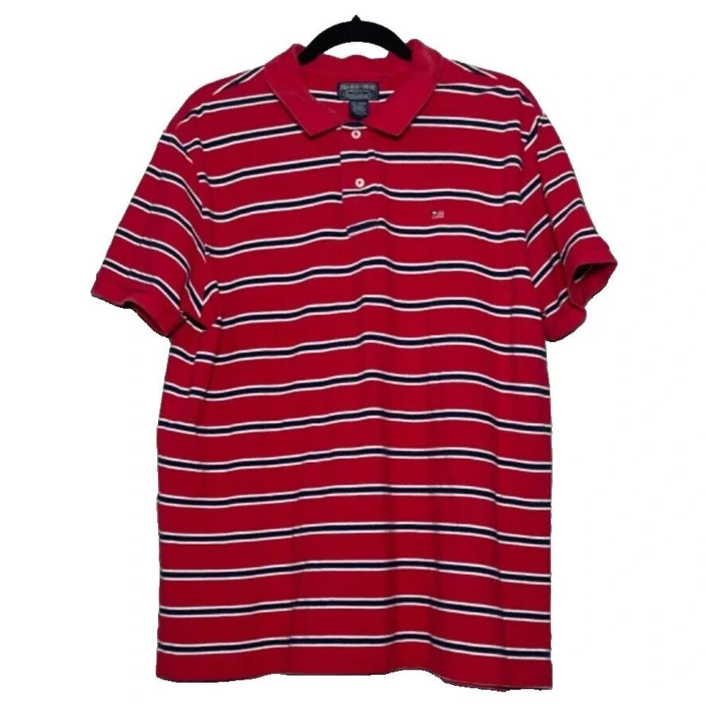 Vintage Polo Jeans Co Ralph Lauren Polo Shirt Men's XXL Red White Stripe Flag